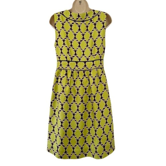 KATE SPADE MARIE Woman's Sz 2 Green Geometric Lattice  Print Silk Dress - Picture 4 of 11
